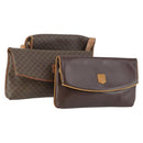 CELINE Macadam Canvas Umhängetasche PVC 3er Set Braun Auth mr1851-1