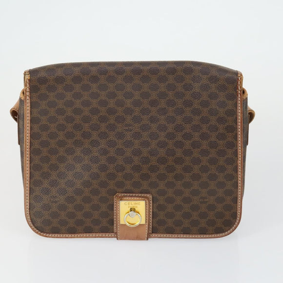 CELINE Macadam Canvas Umhängetasche PVC 3er Set Braun Auth mr1851