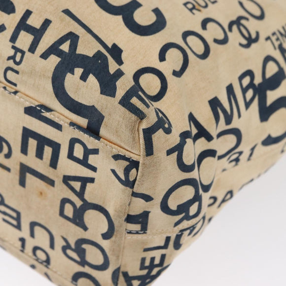 CHANEL By Sea Line Tote Bag Canvas Navy Beige CC Auth mr1854