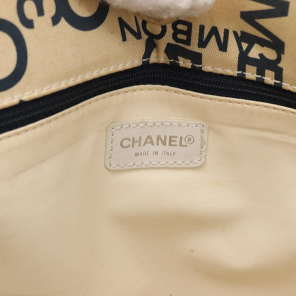 CHANEL By Sea Line Tote Bag Canvas Navy Beige CC Auth mr1854