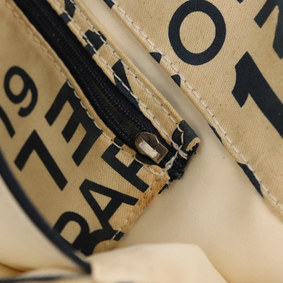 CHANEL By Sea Line Tote Bag Canvas Navy Beige CC Auth mr1854