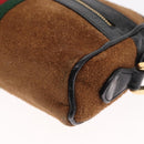 GUCCI Web Sherry Line Shoulder Bag Suede Leather Brown Gold 573321 Auth mr1859-14