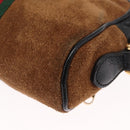 GUCCI Web Sherry Line Shoulder Bag Suede Leather Brown Gold 573321 Auth mr1859-16