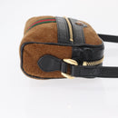 GUCCI Web Sherry Line Shoulder Bag Suede Leather Brown Gold 573321 Auth mr1859-3
