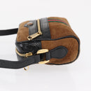 GUCCI Web Sherry Line Shoulder Bag Suede Leather Brown Gold 573321 Auth mr1859-4