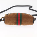 GUCCI Web Sherry Line Shoulder Bag Suede Leather Brown Gold 573321 Auth mr1859-5