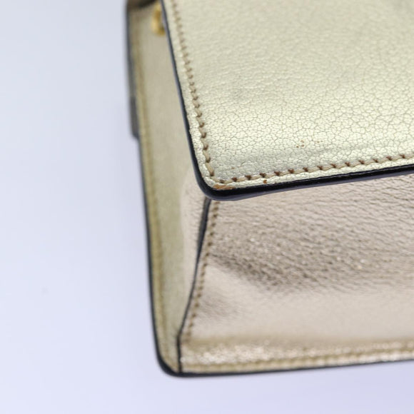 Miu Miu Hand Bag Leather 2way Gold Auth mr186