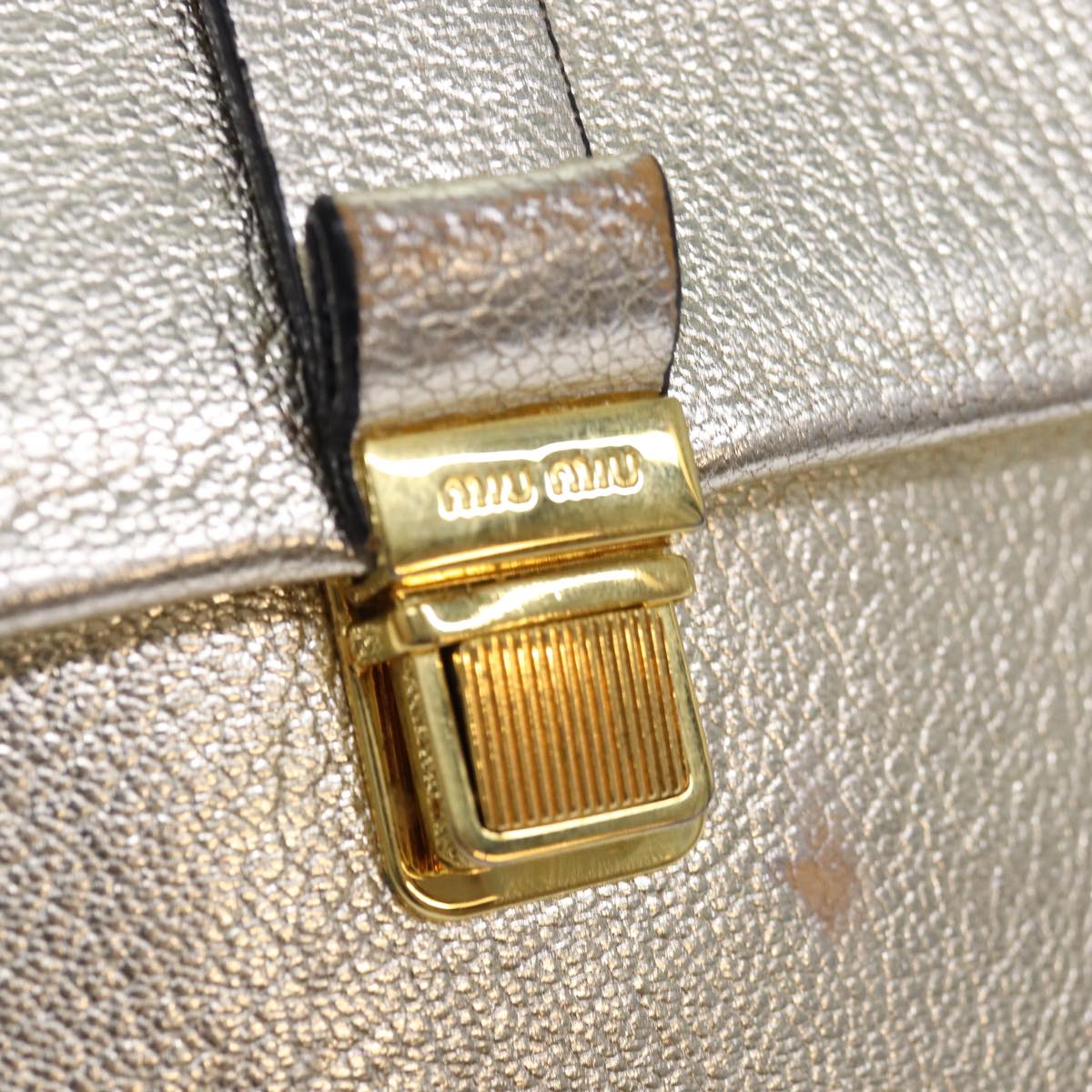 Miu Miu Hand Bag Leather 2way Gold Auth mr186