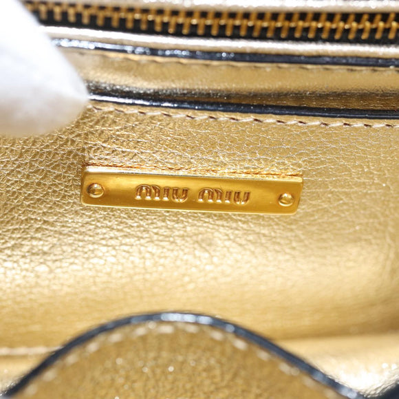 Miu Miu Hand Bag Leather 2way Gold Auth mr186