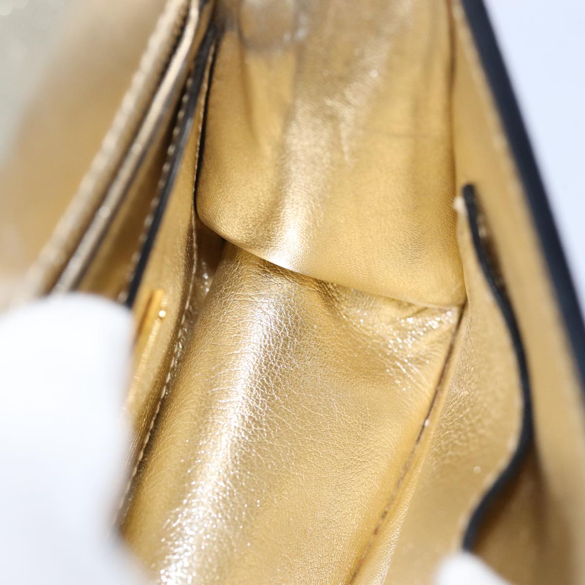 Miu Miu Hand Bag Leather 2way Gold Auth mr186