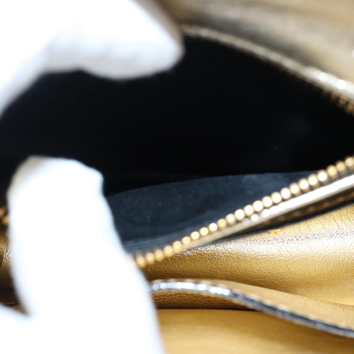 Miu Miu Hand Bag Leather 2way Gold Auth mr186
