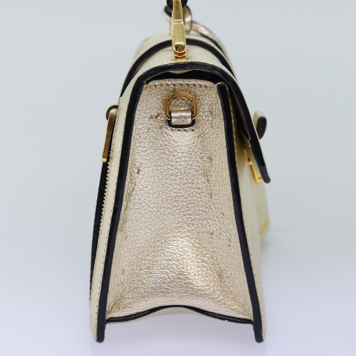 Miu Miu Hand Bag Leather 2way Gold Auth mr186