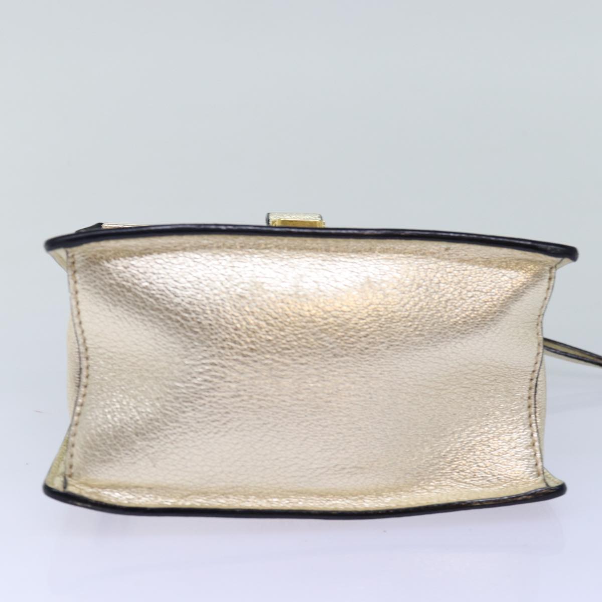 Miu Miu Hand Bag Leather 2way Gold Auth mr186