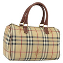 BURBERRY Nova Check Hand Bag PVC Beige Gold Auth mr1864V-1