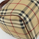 BURBERRY Nova Check Hand Bag PVC Beige Gold Auth mr1864V-11
