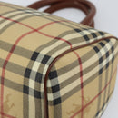 BURBERRY Nova Check Hand Bag PVC Beige Gold Auth mr1864V-12