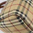 BURBERRY Nova Check Hand Bag PVC Beige Gold Auth mr1864V-13