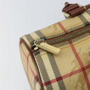 BURBERRY Nova Check Hand Bag PVC Beige Gold Auth mr1864V-14