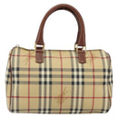 BURBERRY Nova Check Hand Bag PVC Beige Gold Auth mr1864V-2