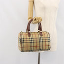 BURBERRY Nova Check Hand Bag PVC Beige Gold Auth mr1864V-21
