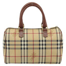 BURBERRY Nova Check Hand Bag PVC Beige Gold Auth mr1864V-3