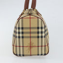 BURBERRY Nova Check Hand Bag PVC Beige Gold Auth mr1864V-4