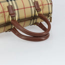 BURBERRY Nova Check Hand Bag PVC Beige Gold Auth mr1864V-7