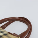 BURBERRY Nova Check Hand Bag PVC Beige Gold Auth mr1864V-8