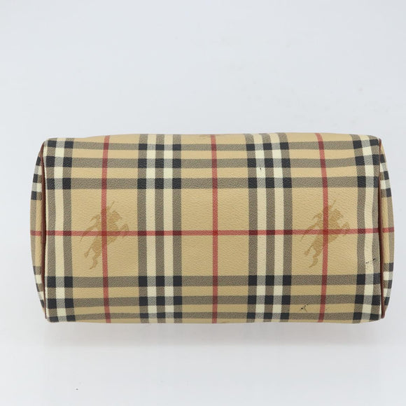BURBERRY Nova Check Hand Bag PVC Beige Gold Auth mr1864V