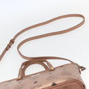 MCM Vicetos Logogram Anya Hand Bag PVC Leather 2way Pink Gold Auth mr1867-10