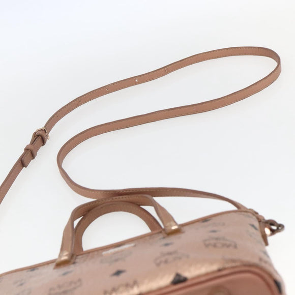 MCM Vicetos Logogram Anya Hand Bag PVC Leather 2way Pink Gold Auth mr1867