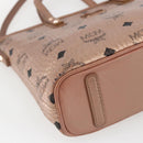 MCM Vicetos Logogram Anya Hand Bag PVC Leather 2way Pink Gold Auth mr1867-13