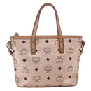 MCM Vicetos Logogram Anya Hand Bag PVC Leather 2way Pink Gold Auth mr1867-3