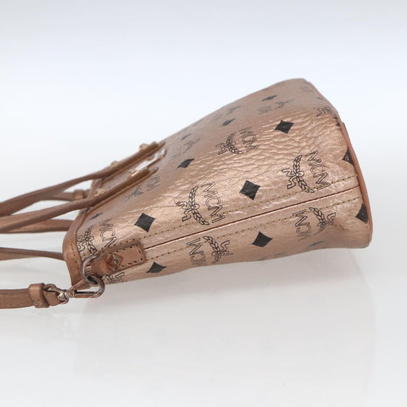 MCM Vicetos Logogram Anya Hand Bag PVC Leather 2way Pink Gold Auth mr1867