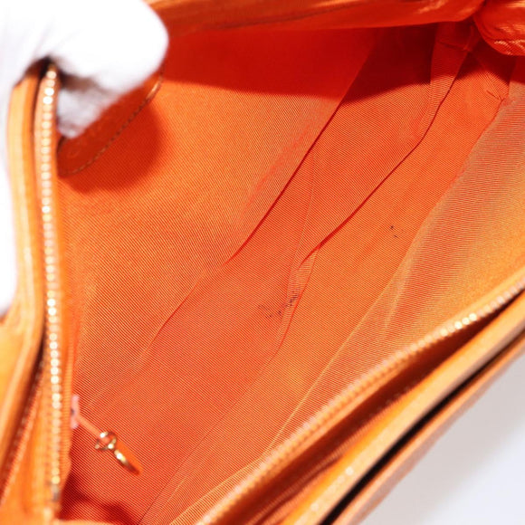 CHANEL Tote Bag Caviar Skin Orange Gold CC Auth mr1868