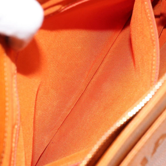 CHANEL Tote Bag Caviar Skin Orange Gold CC Auth mr1868