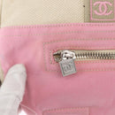 CHANEL Boston Bag Canvas Pink Silver CC Auth mr1869-14
