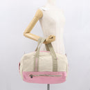 CHANEL Boston Bag Canvas Pink Silver CC Auth mr1869-24