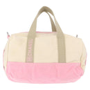 CHANEL Boston Bag Canvas Pink Silver CC Auth mr1869-3