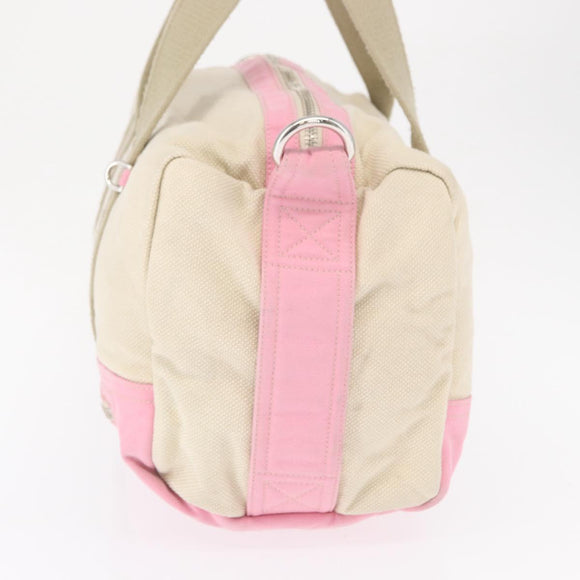 CHANEL Boston Bag Canvas Pink Silver CC Auth mr1869