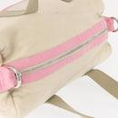 CHANEL Boston Bag Canvas Pink Silver CC Auth mr1869-6