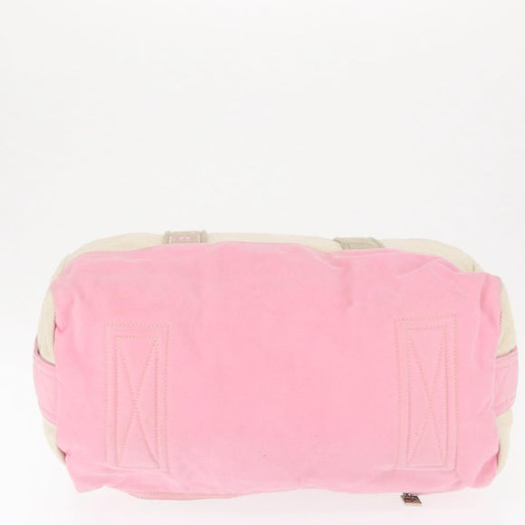 CHANEL Boston Bag Canvas Pink Silver CC Auth mr1869