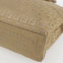 FENDI Zucchino Canvas Hand Bag Beige Gold Auth mr1871-10