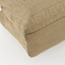 FENDI Zucchino Canvas Hand Bag Beige Gold Auth mr1871-13