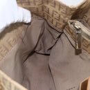 FENDI Zucchino Canvas Hand Bag Beige Gold Auth mr1871-19