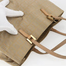 FENDI Zucchino Canvas Hand Bag Beige Gold Auth mr1871-6