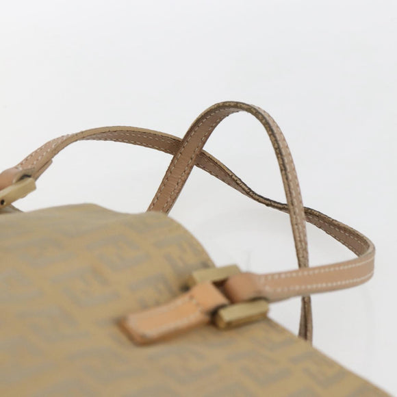 FENDI Zucchino Canvas Hand Bag Beige Gold Auth mr1871