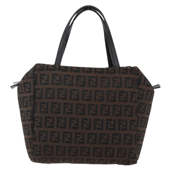 FENDI Zucchino Canvas Hand Bag Black Auth mr1872