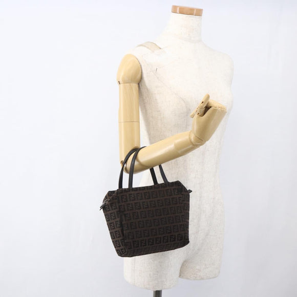 FENDI Zucchino Canvas Hand Bag Black Auth mr1872