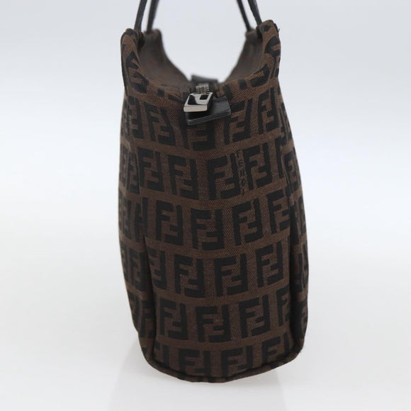 FENDI Zucchino Canvas Hand Bag Black Auth mr1872